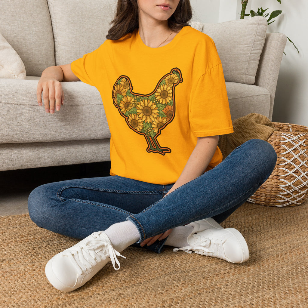 Hen Silhouette Sunflower V T-Shirt